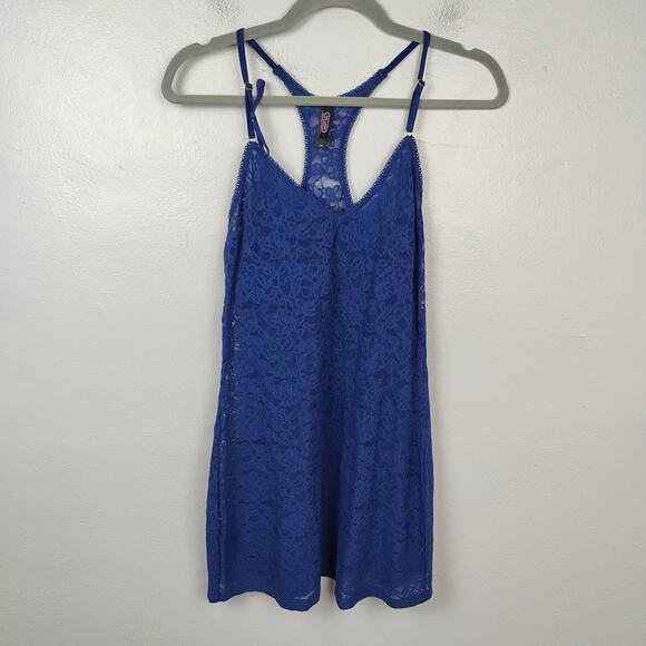 Victoria's Secret The Lacie Babydoll V-String Set Womens Large Navy Blue Lace - Picture 1 of 8